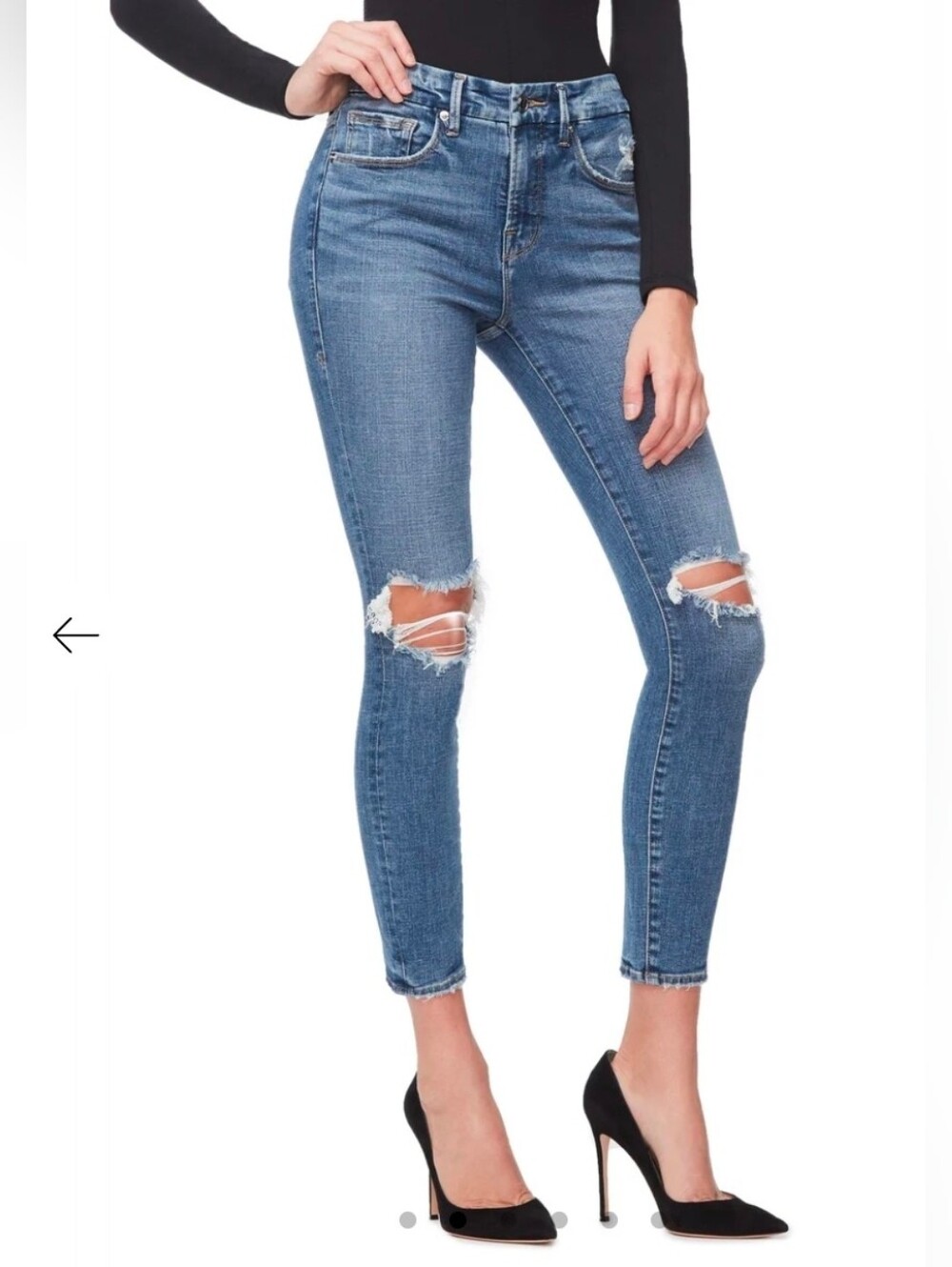 ❤️ GOOD AMERICAN HIGH RISE SKINNY JEANS, DISTRESSED, 6 (28) - Picture 2 of 10